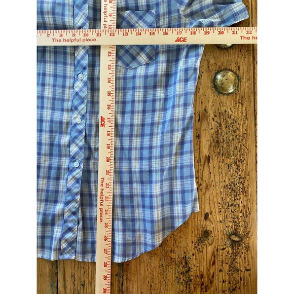 Vintage Sears Womens Western Short Sleeve Checkered Shirt Blue/White Size 12 - Picture 6 of 6